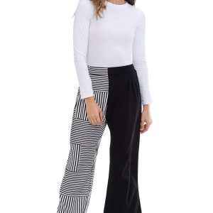 Patterned elastic waist wide pants