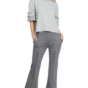 Grey Check Cropped Pants