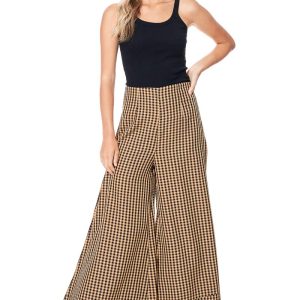 Women's plaid wide-leg pants